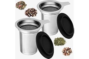 PARACITY Tea Infuser for Loose Leaf, Extra Fine 18/8 Stainless Steel Strainer With Handles for Teapots, Mugs, Cups (2 Pack)