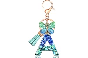 JINGUAZI Initial letter Keychains for Women Tassel Butterfly Pink Purple Cute Car Keychain for Wallet Backpack bag charm