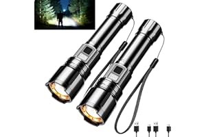 Rechargeable Flashlight 990000 Lumens，Powerful LED Tactical Flashlight with USB Cable, 3000mAh Rechargeable Flashlights with 