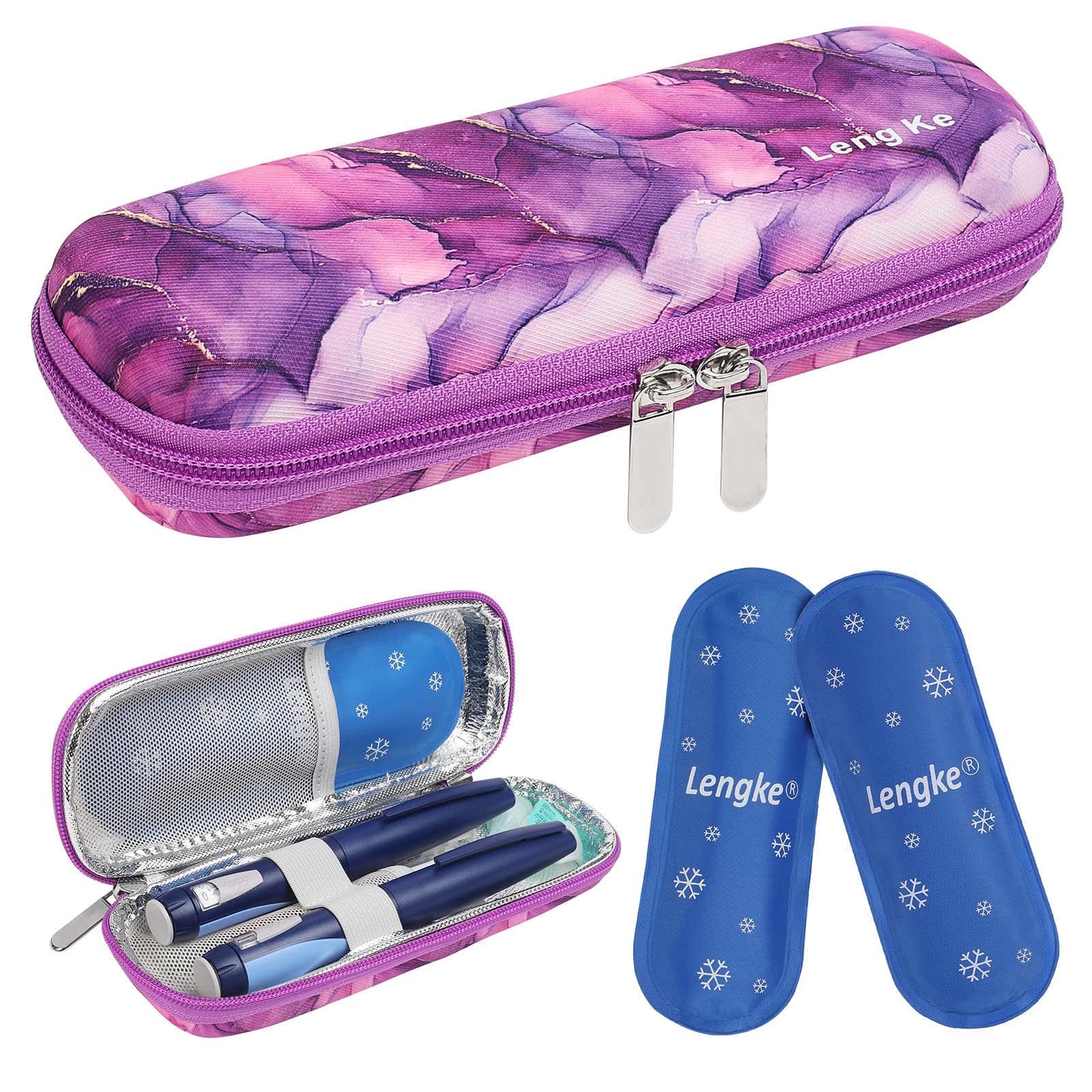 BOMKEE Insulin Cooler Travel Case, Diabetic Insulin Pen Case Portable Insulin Cooling Bag Carrying Organizer for Insulin Pens Supplies with 2 Ice Pack