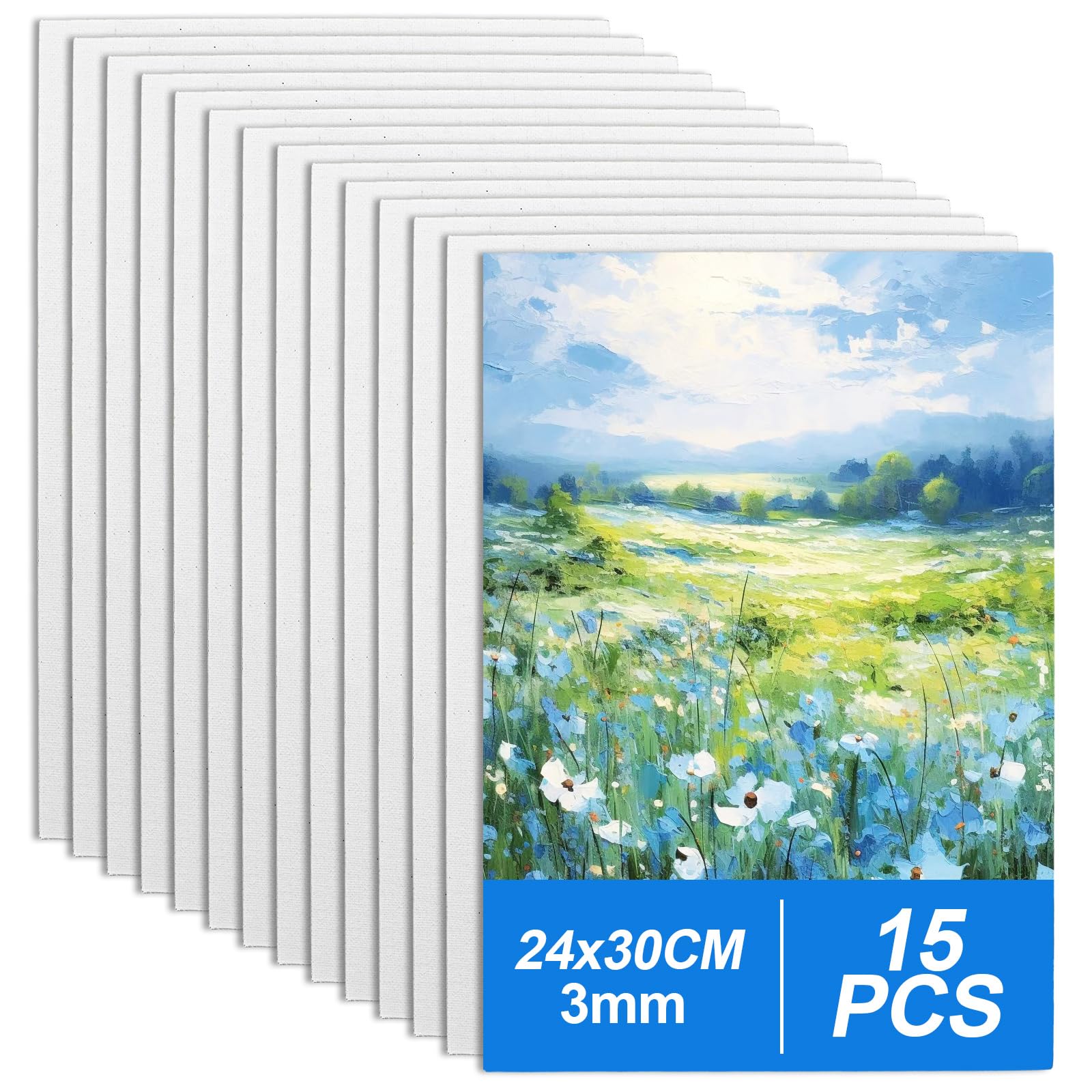Oungy 15Pcs Blank Canvas for Painting, 24x30cm/9x12inch White Canvas Panel Canvas Boards for Acrylic Painting, Pre Stretched Art Canvases Small Canvas Panel Boards Blank Canvases for Art