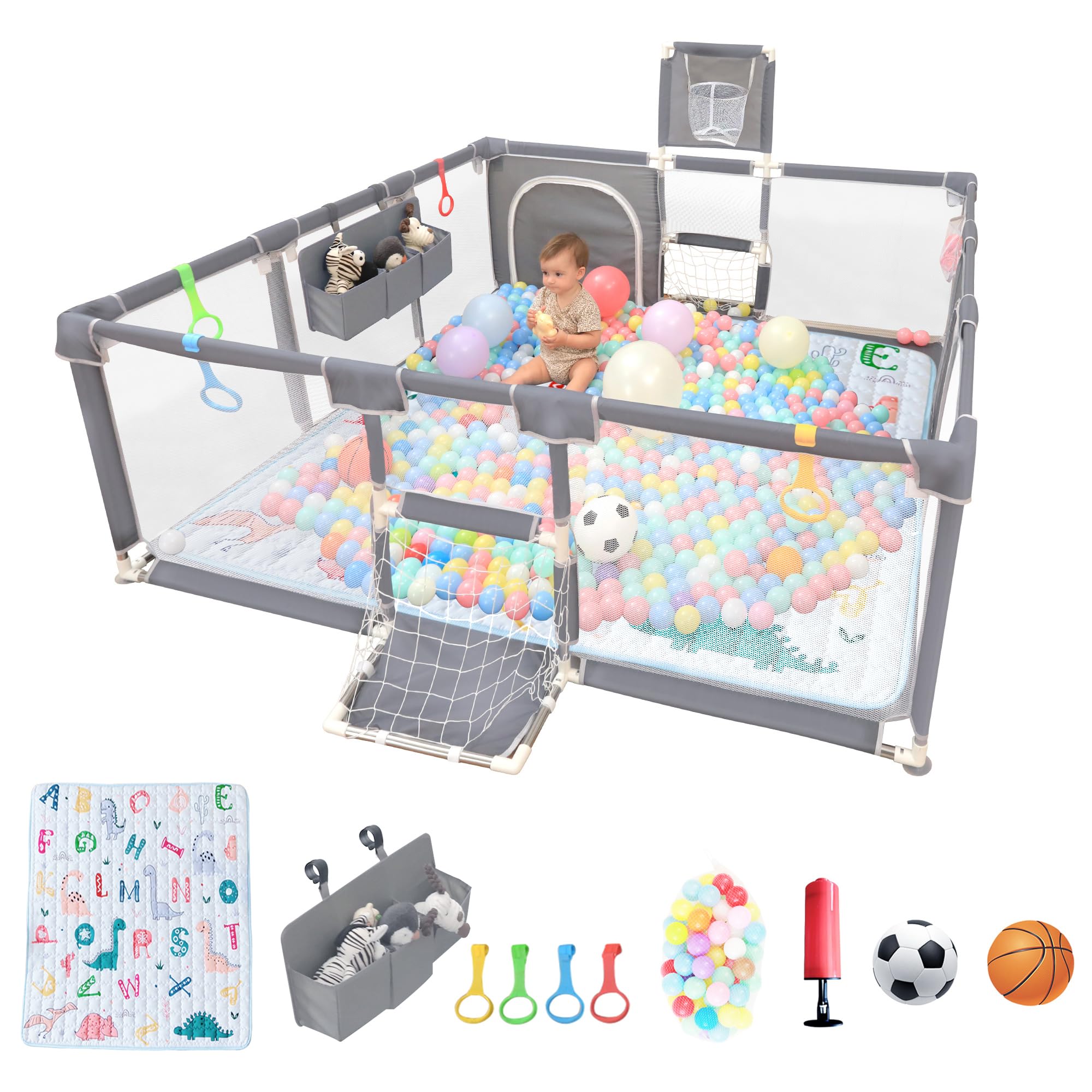 Photo 1 of (used)(minor damage) Playpen for Babies and Toddlers,73"x71"Baby Playpen with Mat Indoor?Outdoor with Breathable Play Pen