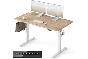 FEZIBO Standing Desk 47 x 24 Inch, Height Adjustable Desk with Memory Buttons, Electric Sit Stand Desk with 7th Gen Lift Syst