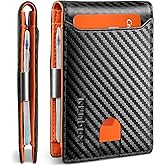 RUNBOX Slim Wallets for Men - Leather Money Clip Mens Wallet - RFID Blocking Front Pocket Bifold Wallet - Thin Credit Card Holder with Gift Box