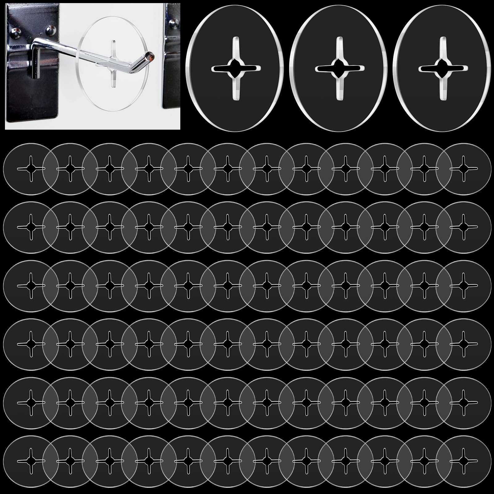 Photo 1 of 100 PCS Peg Hook Stopper Inventory Control Clips Product Stoppers for Display Hooks, 1" Diameter Fits Plastic or Metal Hooks, Pegboard Accessories Organizer for Display Control Keep Merchandise