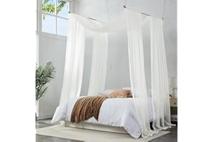 Warm Home Designs Set of 2 Light Beige Canopy Bed Curtains in 55 x 216 Inch Size. 2 Queen Bed Canopy Curtains Can Be Turned Into Bed Scarves, Kids Bed Tent, Bed Canopy for Girls. BF Double Beige 216"