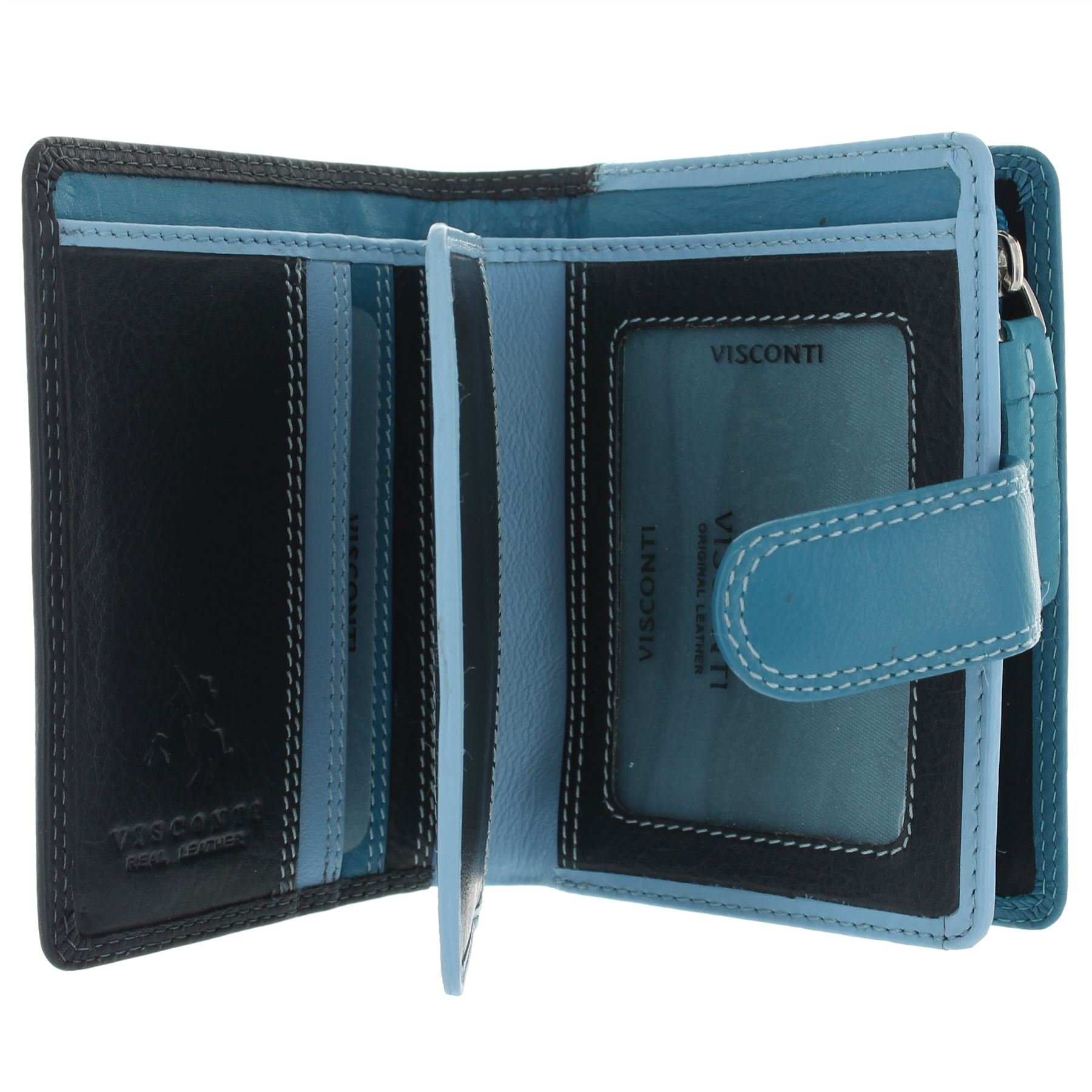 VISCONTI Leather Rainbow Collection Bali Purse RFID Blocking RB40 Blue Multi