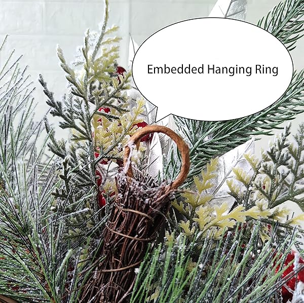 ARTIFICIAL CHRISTMAS SWAG CORDLESS PRELIT TEARDROP SWAGS CHRISTMAS WREATH WITH LIGHTS RUSTIC STAIR GARLAND WITH CHRISTMAS BALL 30LIGHT CHRISTMAS SWAGS STAIRCASE MAILBOX FRONT DOOR WALL DECORATIONS (A)