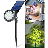 OSORD Solar Spot Lights Outdoor, Upgraded 18 LED Flag Pole Lights Solar Powered, Waterproof Landscape Spotlight for Outside Sign, Statue, Palm Tree, Yard, Garden, House Uplighting, Cool White