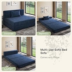 Luoxiao Folding Sofa Bed Twin with Pillow, Portable