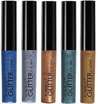 Ronzille Glitter shimmer eye liner Blue Silver Rosegold Green Gold (Pack of 5)