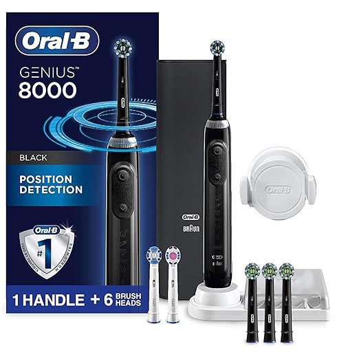Oral B Genius Pro 8000 Electronic Power Rechargeable Battery Electric Toothbrush With Bluetooth Connectivity With 3 Crossaction Replacement Brush Heads Beauty Amazon Com