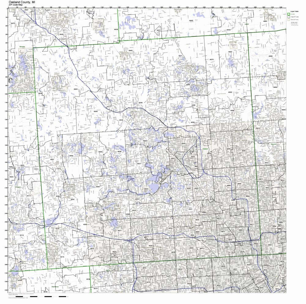 Oakland County Zip Code Map Oakland County, Michigan Mi Zip Code Map Not Laminated: Amazon.com: Office  Products