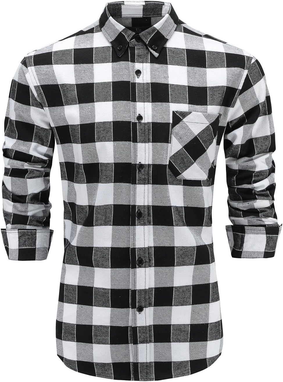 Men's Slim Fit Flannel Cotton Long Sleeve Casual Plaid Button Down Dress Shirt