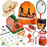 Adventure Kidz Outdoor Bug Exploration Kit, Binoculars, Magnifying Glass, Bug Containers, Viewers, Critter Cage, Butterfly Net, Backpack, Hat, Tweezers and Cups, Age 3+