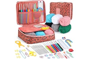 Yizzvb 115 Pcs Crochet Kit for Beginners, Crochet Set, Beginner Crochet Kits for Adults, Knitting Kit with Yarn for Crochet a