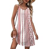 Zeagoo Womens Summer Dress 2025 Loose Sleeveless Tshirt Dress V Neck Mini Dress Beach Sundress with Pockets