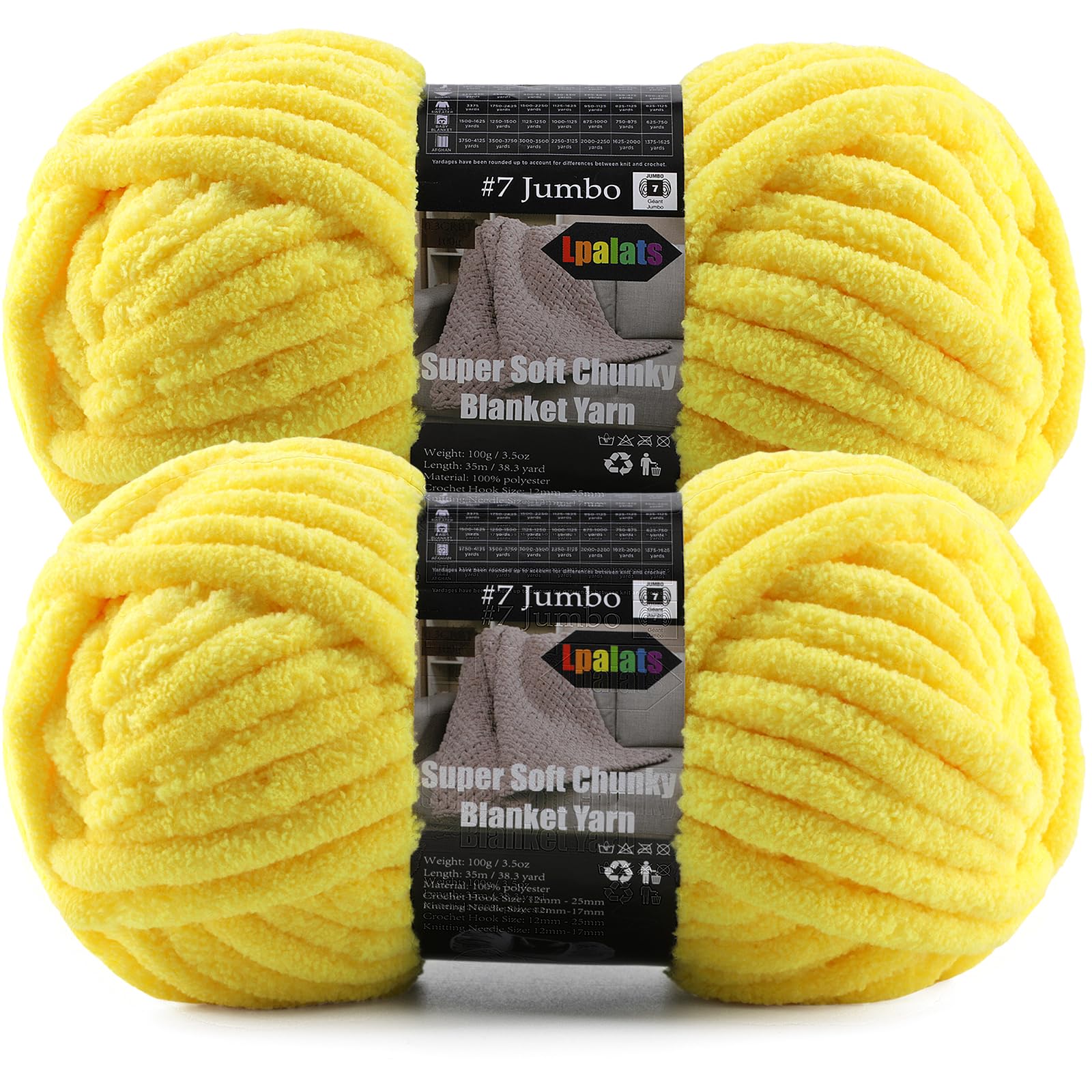 Photo 1 of 2-Pack Super Soft Chunky Yarn for Crocheting Blankets - 7oz/76.4yd Total, Thick & Plush Chenille Yarn for Quick Baby Projects, Amigurumi, Scarves, Golden Yellow