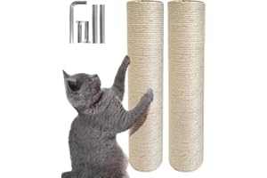 TIMHAKA 2 PCS M8 Cat Scratching Post Replacement, 15.7 x 3.3 inch Sisal Pole Cat Tree Replacement Post with Screws, Refill Sisal Rope Scratcher Posts for Indoor Kitten Tree Tower Spare Cat Furniture Protector