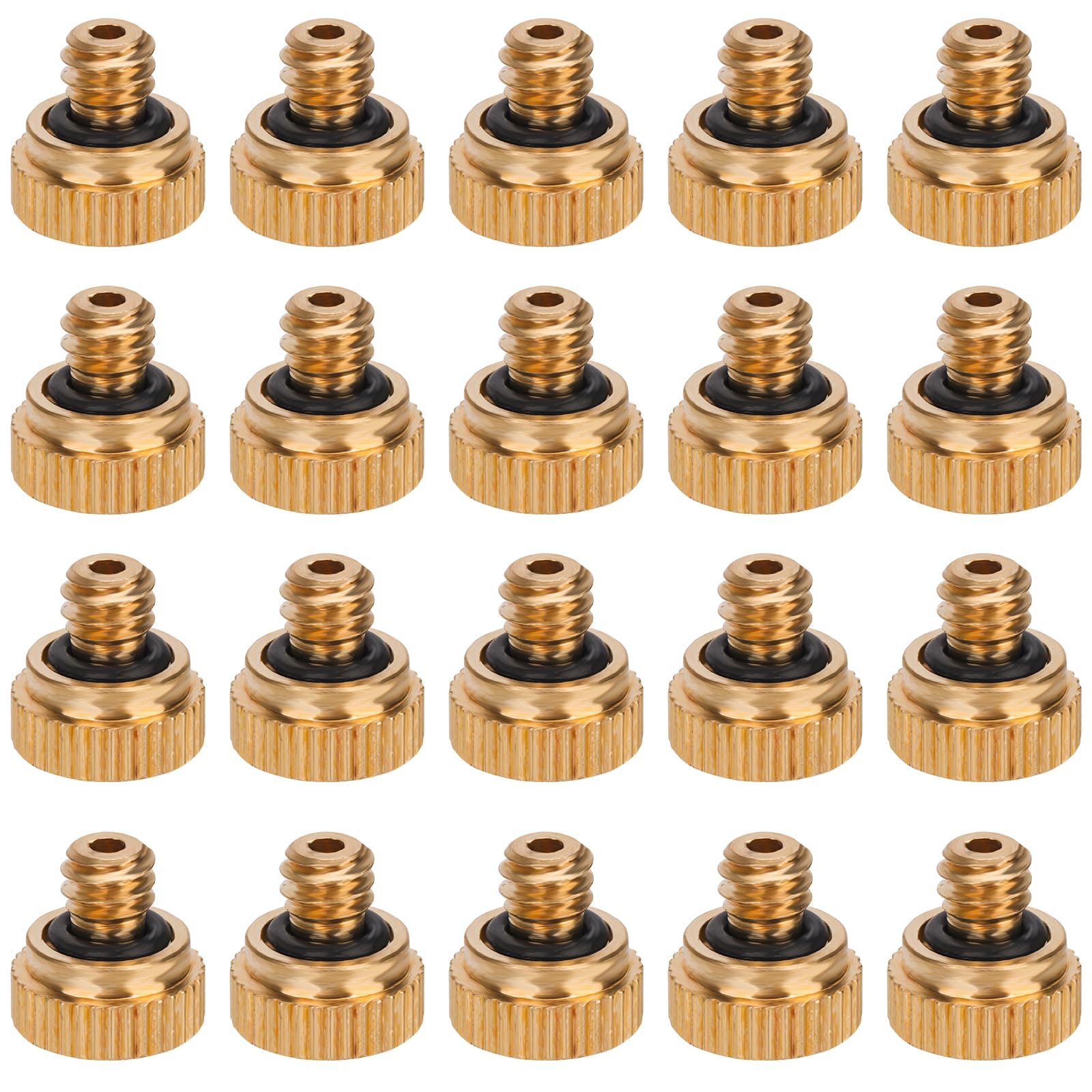 NQEUEPN 20pcs Brass Misting Nozzles Tees, Threaded Mister Nozzles Fittings for 1/4 Tubing Outdoor Cooling Attachment Parts System Greenhouse Accessories Landscaping Humidification