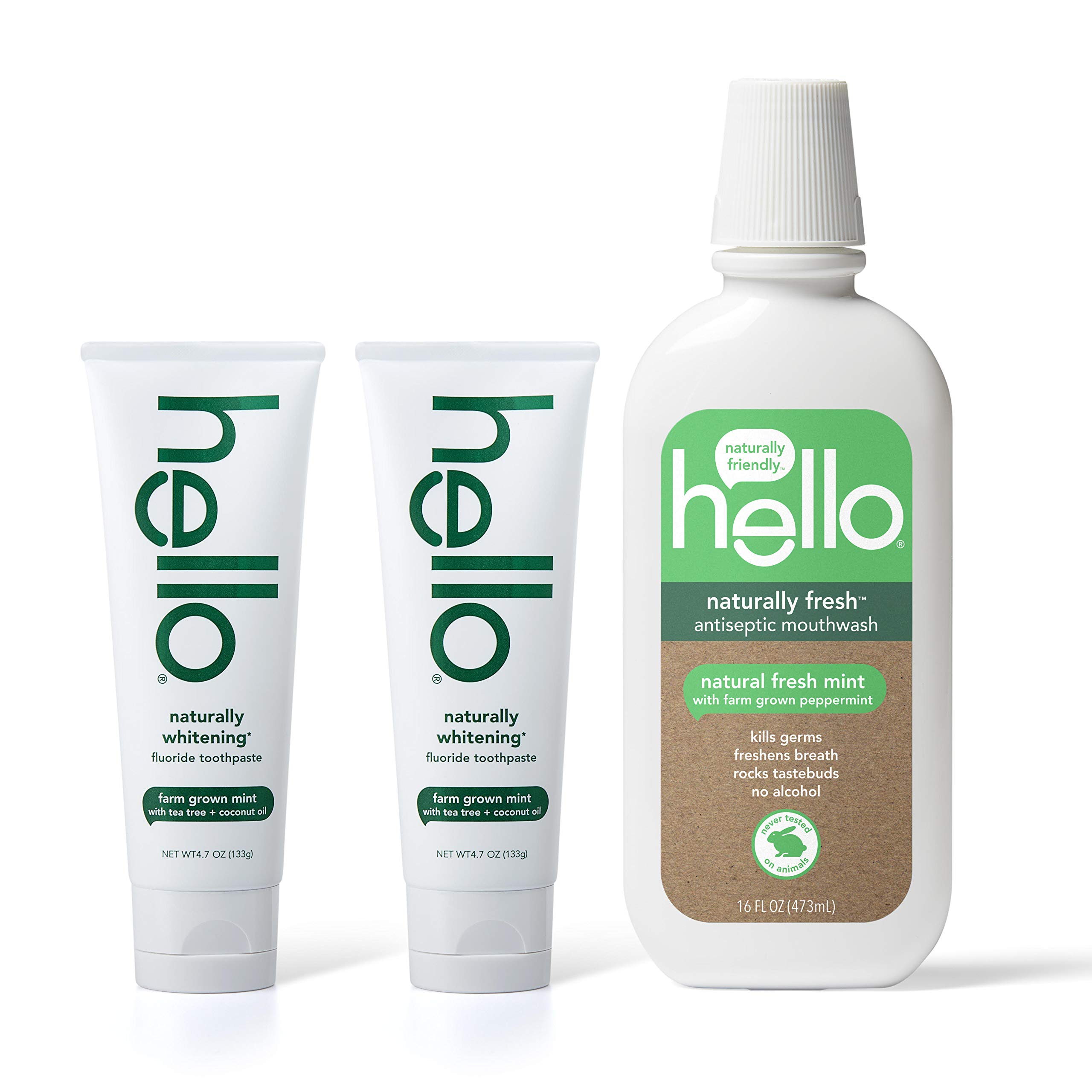 Hello Oral Care Naturally whitening fluoride toothpaste 2 pack & fresh
