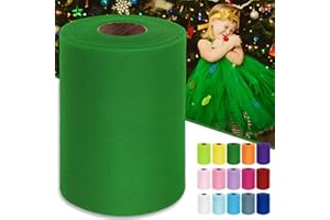 LUCEINVITA Green Tulle Fabric Roll 6 Inch by 100 Yards (300 feet) Sheer Tulle Ribbon for Christmas Gift Wrapping Halloween Party Decorations Tutu Skirt Wedding Baby Shower DIY Crafts