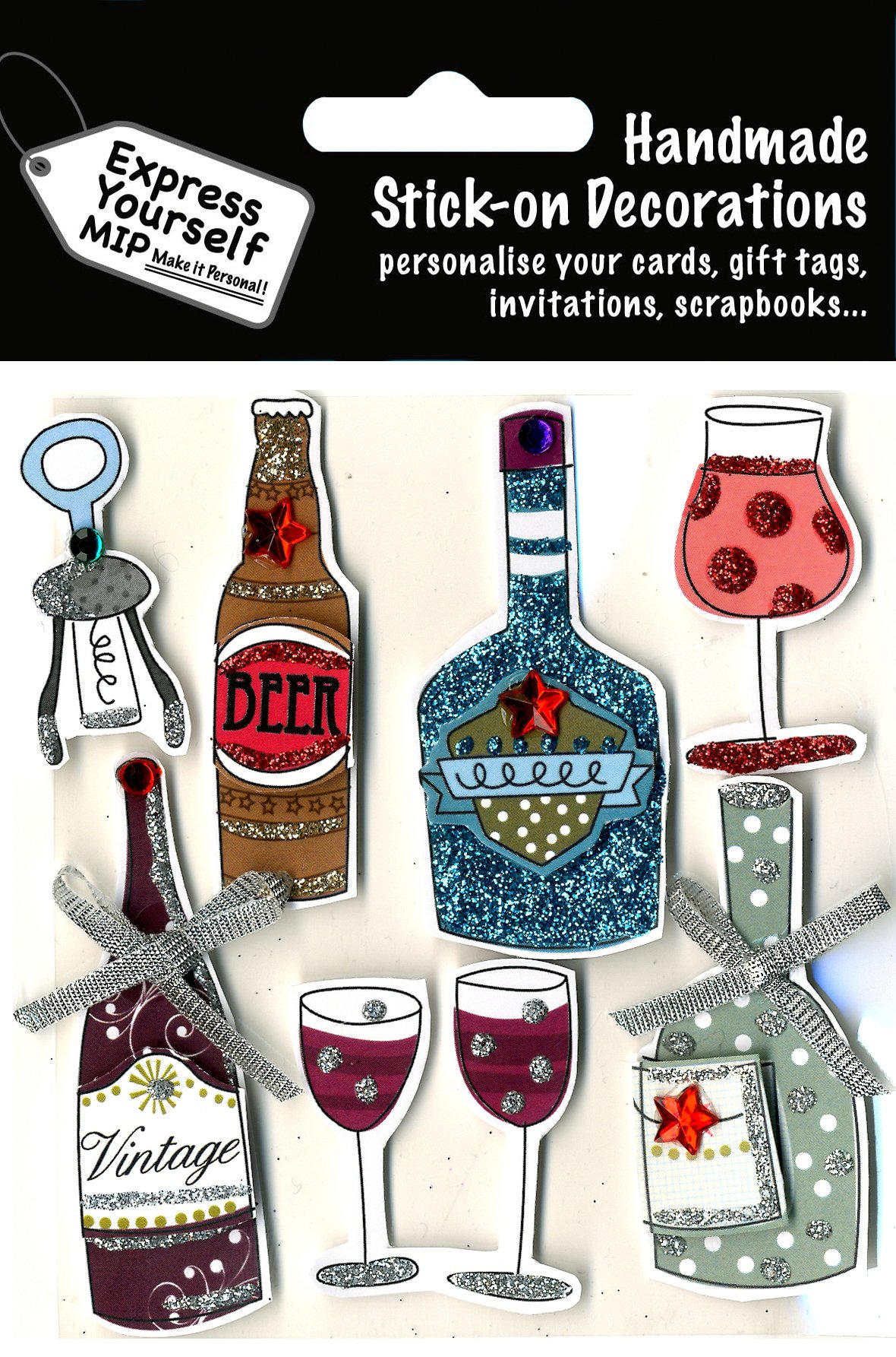 Express Yourself MIP, self Adhesive, Bottles & Glasses Toppers - Ideal for Card Making, Scrapbooking, Papercrafts, Childrens Crafts etc