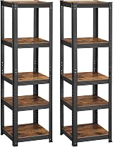 SONGMICS Set of 2 Shelving Units 37x37x150 cm Rustic Brown Black GLR037B02