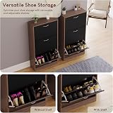 Vida Designs Walnut & Black Shoe Cabinet with 3 Pull-Down Drawers view 4