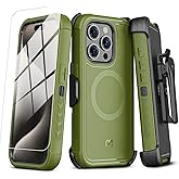 M MYBAT PRO Maverick Series for iPhone 15 Pro Max Case with Belt Clip Holster,[Compatible with Magsafe] w/Screen Protector, Anti-Drop,Shockproof,with 360°Rotating Kickstand,Heavy Duty Protection