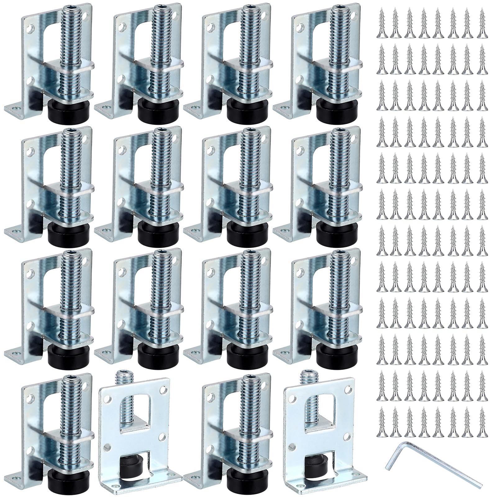 IGNPION Heavy Duty Adjustable Furniture Leveler Feet 16pcs M10 Furniture Leveling Height Legs for Tables, Shelving Units, Cabinets, Workbench, Silver