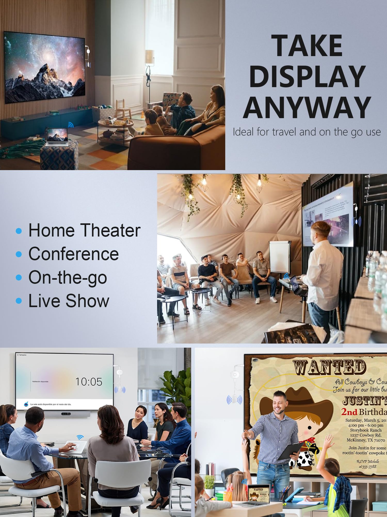 TIMBOOTECH Wireless HDMI Display Dongle, 4K Miracast Adapter Streaming YouTube Video/Audio Receiver for iPhone/iPad/iOS/Android/Mac/Laptop/PC to TV/Projector/Monitor - Miracast, DLNA, Airplay