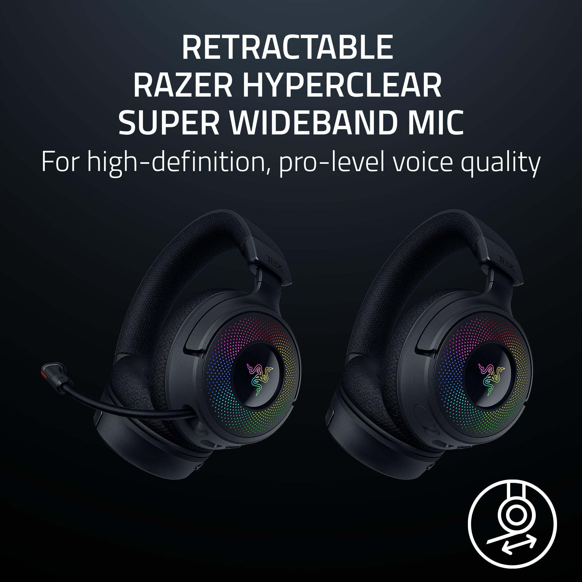 Razer Kraken V4 Wireless Gaming Headset: 2.4GHz, Bluetooth, USB - Super Wideband Mic - 40 mm Drivers - 9 Zone RGB Lighting - for PC, Mac, PS5, Nintendo Switch 2, Steam Deck, Smartphone - Black