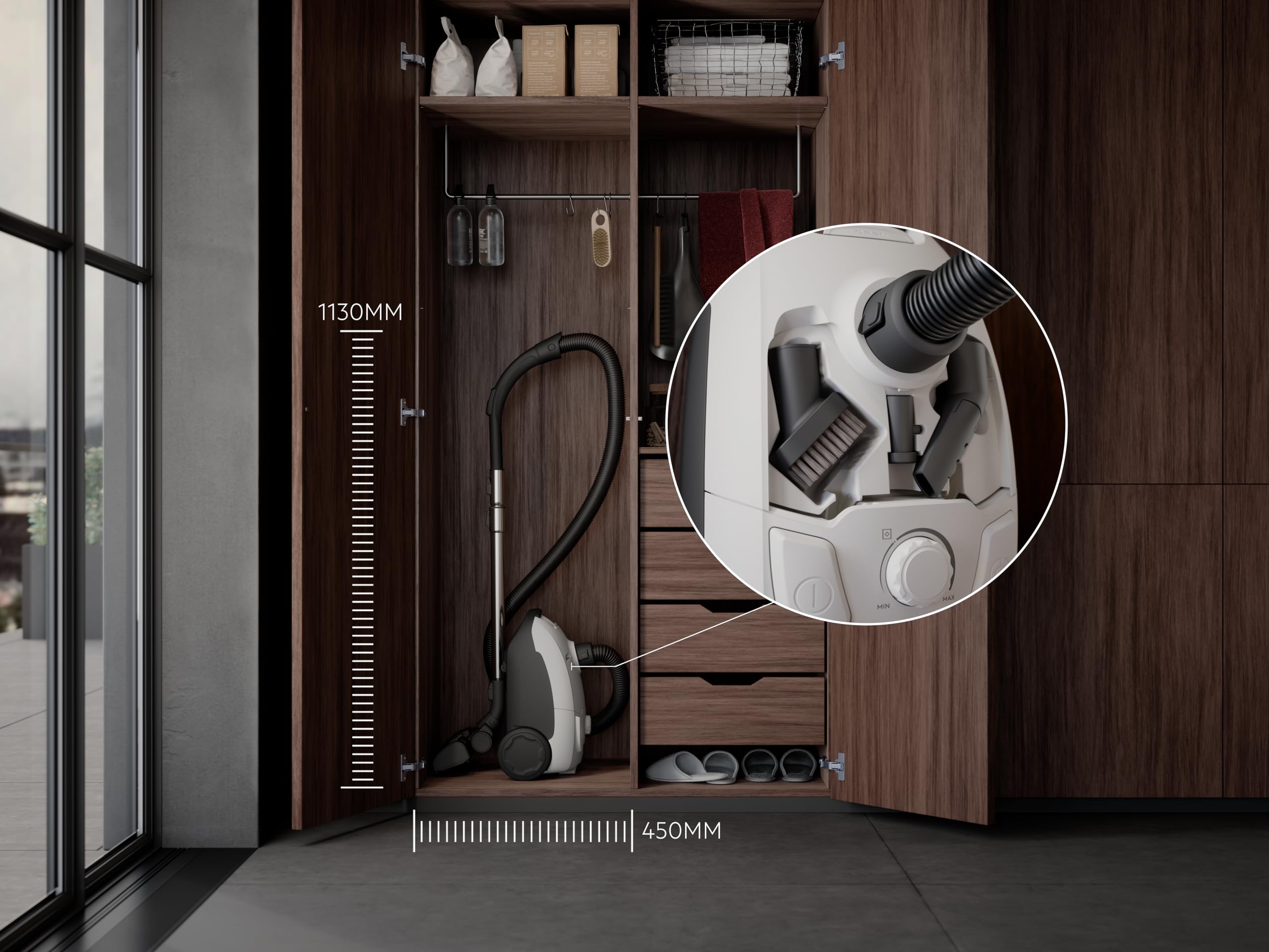 AEG CLEAN 5000 Staubsauger mit Beutel, Hohe Saugleistung, 37 % Recyclingkunststoff, AllFloor Bodendüse mit Klicksystem, 2in1 Multifunktionsdüse, 8,5m Aktionsradius, Waschbarer Hygiene-Filter, AB51C1SW 8