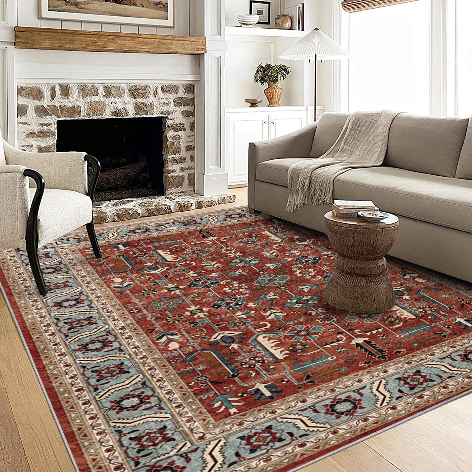 Photo 1 of Washable Area Rugs Foldable Non Slip Low Pile Stain Resistant Area Rugs for Bedroom Dining Office 4’x6’