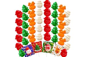 ZOFIA SWEET Christmas Candy Gift Lollipops Suckers 42 Pack, Santa, Snowman, Christmas-Tree, Reindeer Shaped Lollipops Candy Individually Wrapped Bulk for Stocking Stuffers and Party Supplies with 4 Fruit Flavors