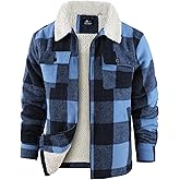 ZITY Men's Flannel Shirts Jacket Warm Sherpa Lined Fleece Plaid Winter Coat