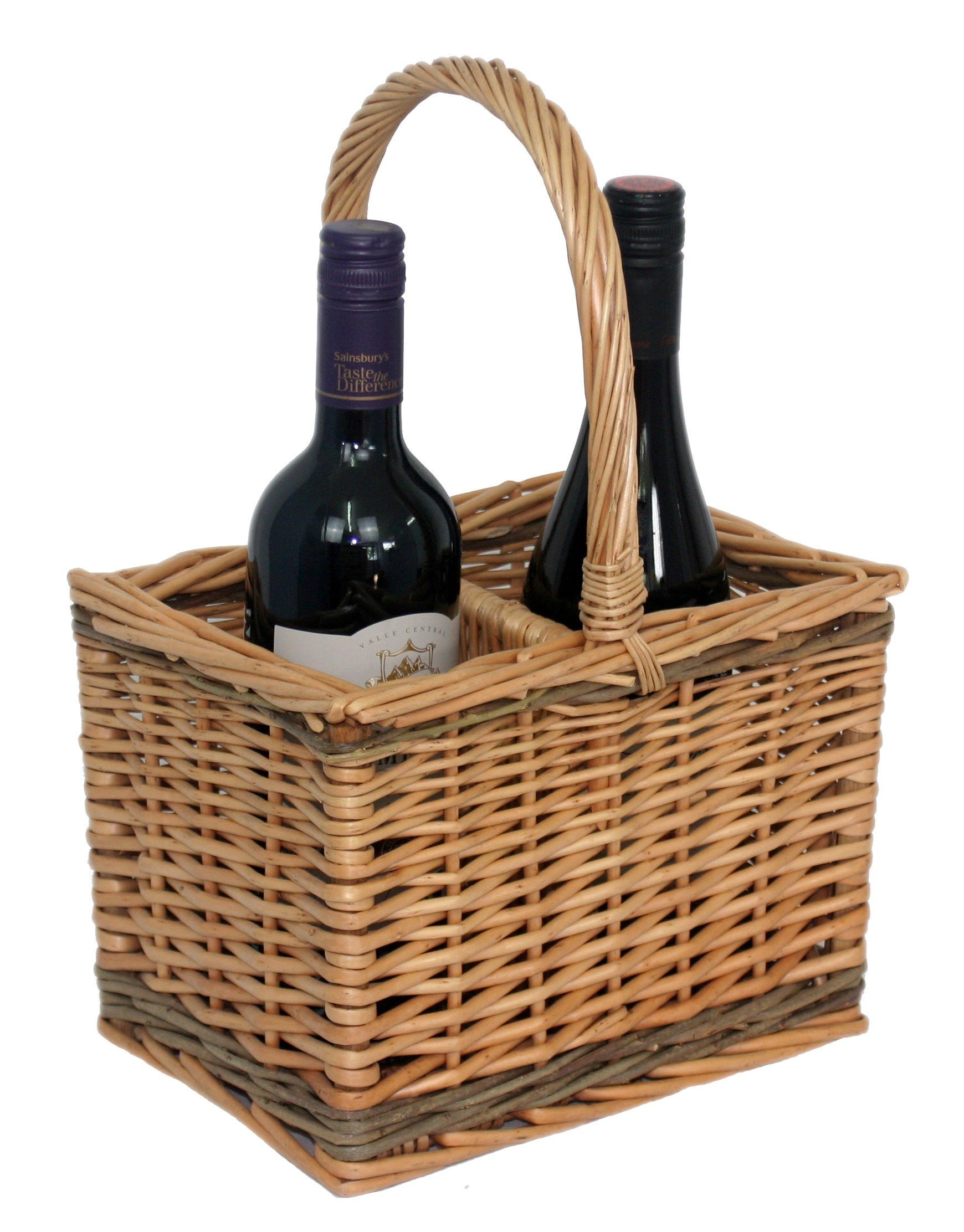 Red Hamper 2 Bottle Steamed Wicker Bottle Carrier