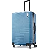 American Tourister Stratum XLT Expandable Hardside Luggage with Spinner Wheels, Blue Spruce, Checked-Medium 24-Inch