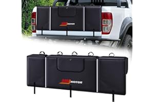 MNJ MOTOR Tailgate Bike Pad, Pickup Truck Tailgate Pad Carry 5 Mountain Bikes Tailgate Cover Tailgate Protection Pad with Reflective Strips Tool Pockets and Rear Camera Opening