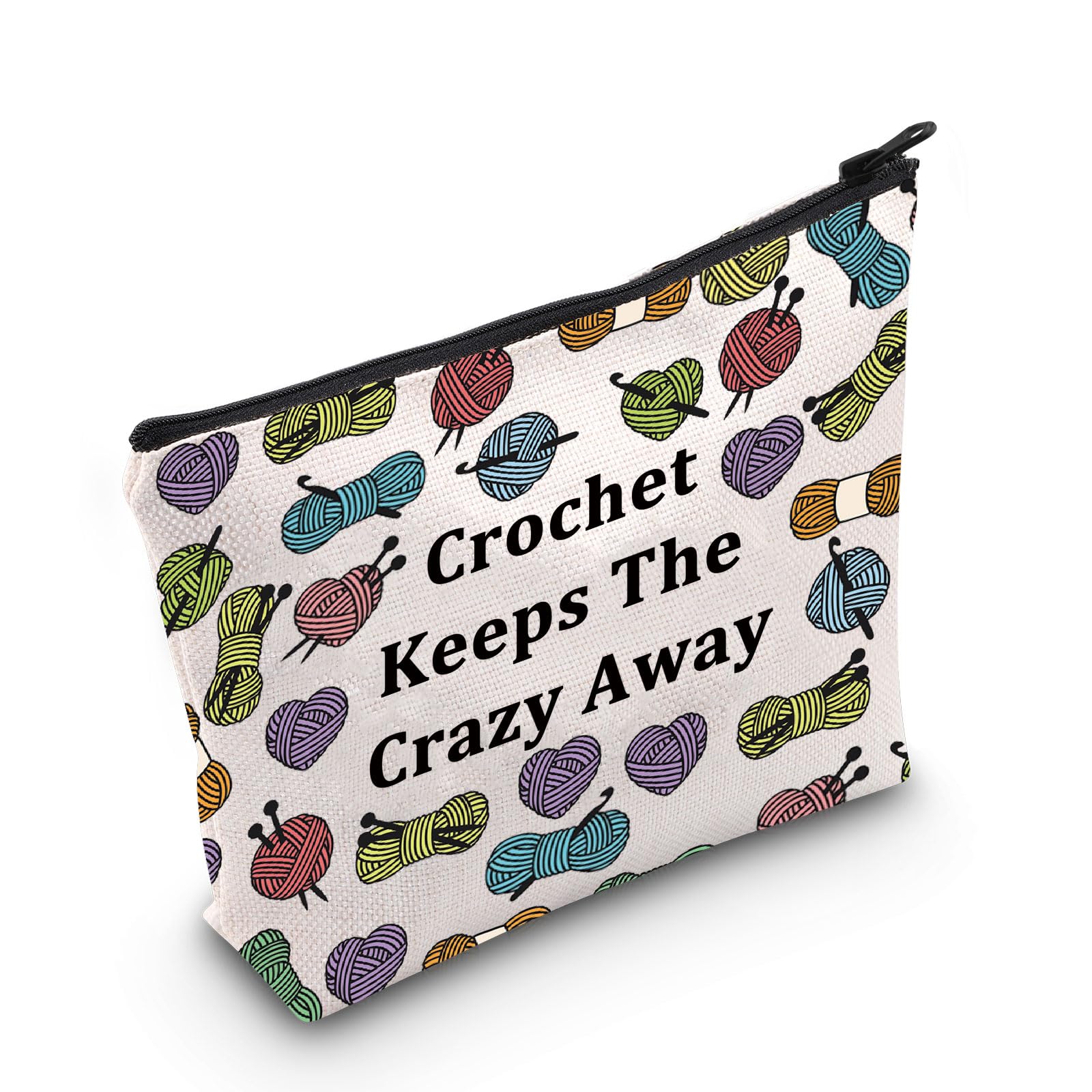 Generic Crochet Lover Gift Crochet Keeps The Crazy Away Makeup Bag Crochet Storage Bag Crocheter Gift Crochet Knit Bag Tailor Gift
