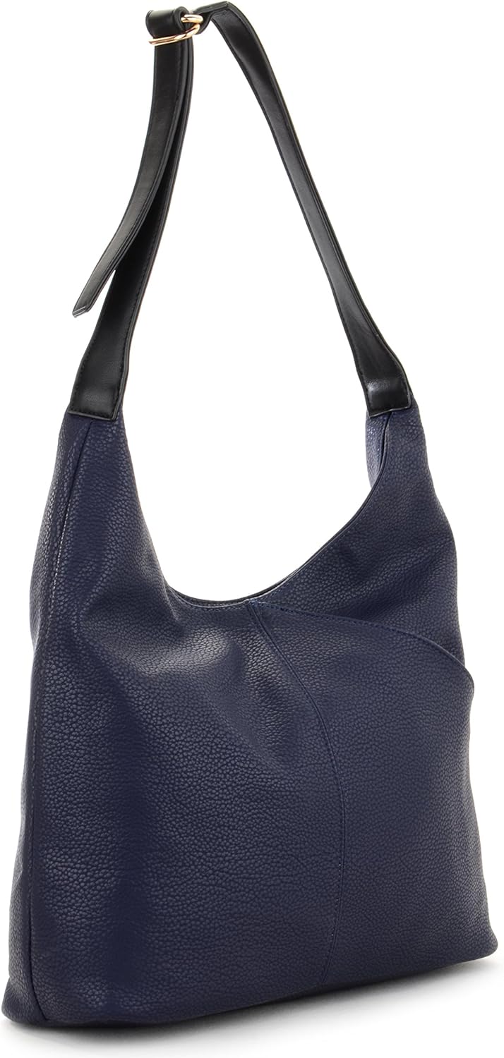 Navy Designer Leather Look Slouch Bag Ladies Hobo Bags Amazon.co.uk