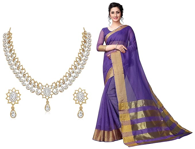 PerfectBlue linen with blouse piece Saree (Vanshi9knaVariation_ Wine_ Free)
