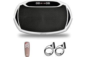 EILISON Atom Vibration Plate Exercise Machine - Full Body Vibration Plate for Lympathic Drainage with Acupressure - Home Fitness with Loop Bands for Weight Loss, 300lbs Capacity