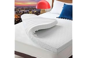 BedLuxury Mattress Topper Memory Foam: 3 Inch Queen Size Gel Mattress Pad Cover with 18'' Deep Pocket for Pressure Relief, Bed Topper with Rayon Made from Bamboo Cover Soft & Breathable