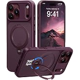 CASEKOO Burgundy for iPhone 18 Pro Max Case with 360 Spin Magnetic Stand | Fit for MagSafe, Patented Stand, Drop Protection, Shockproof Ring Holder Matte 18 Pro Max Case 6.9'', Hands-Free Viewing