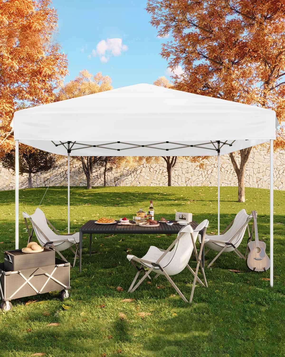 Photo 1 of 10x20 Pop Up Canopy Tent, Easy Up Canopy with 3 Adjustable Height, Outdoor Sun Shade with 4 Sandbags & Carrying Bag for Camping, Parties,Outdoor Events - White