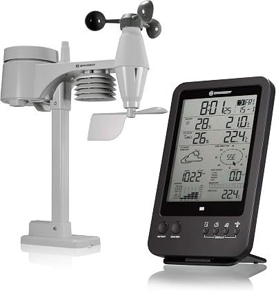 BRESSER Weather Station 5-in-1 with Outdoor Sensor German DCF Clock Black