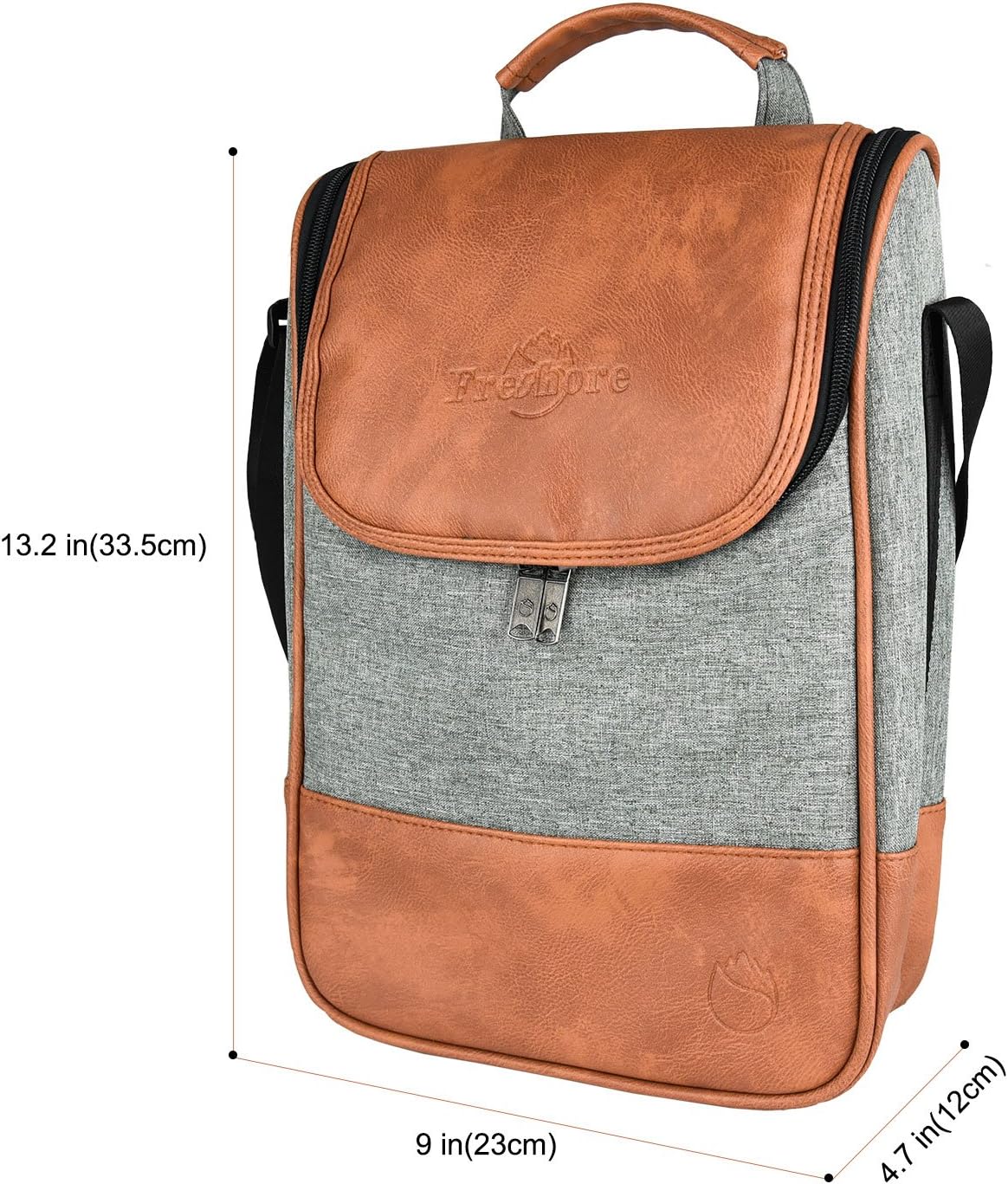Frehore Wine Leather Tote Cooler Insulated Bag, Luxury 2 Bottle Carrier Design for Lunch/Travel - Image 3