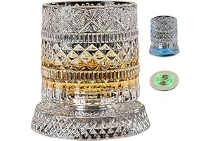 360 Degree Rotating Whiskey Glass - Spinning Crystal Wine Glass wih LED Lights & Base,2026 New Fashioned Crystal Cut Drinking